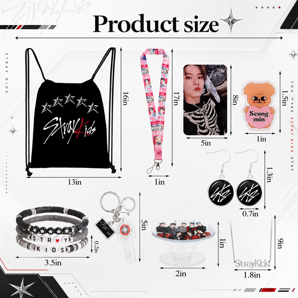 Japior Stray Gifts Set,Including Drawstring Bag, 8 Cartoon Badges
